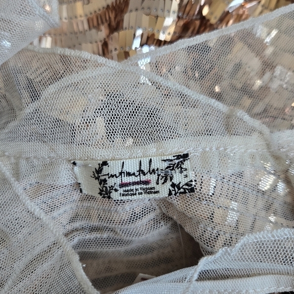 New Free People Intimately Disco Fever Sequins Mesh Gold Mini Slip Dress - Picture 12 of 13